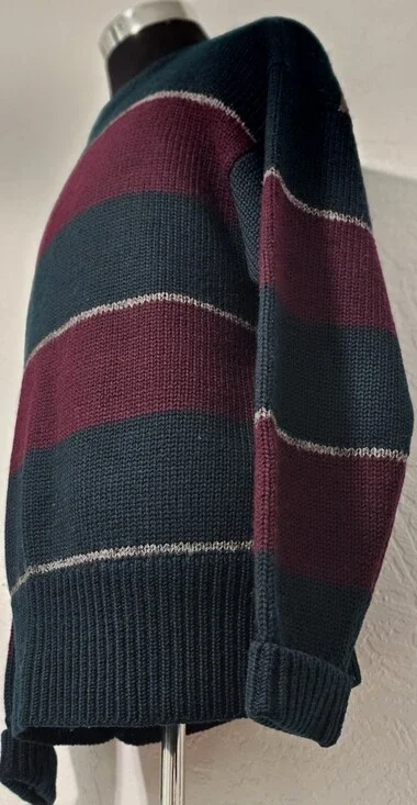 Vintage Polo Ralph Lauren Sweater Wool Handknit Colorblock Crewneck Large 90s